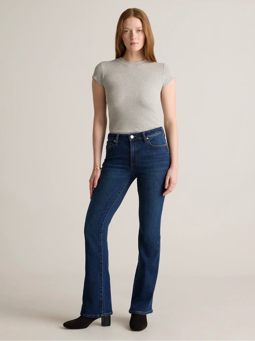 Quince Luna Stretch Flare Jeans 31L (Long) in Midnight Blue - Picture 11 of 13